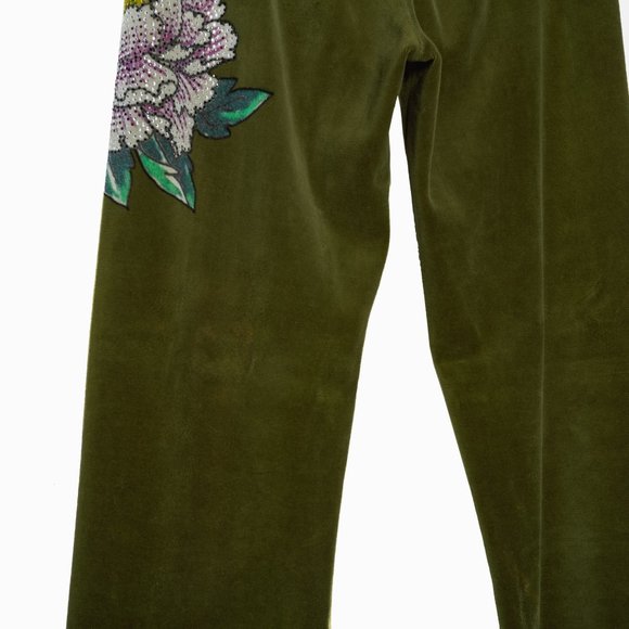 SOLD - Vintage Early 2000s Ed Hardy Green Velour Geisha Tracksuit - Size XS - Picture 15 of 16